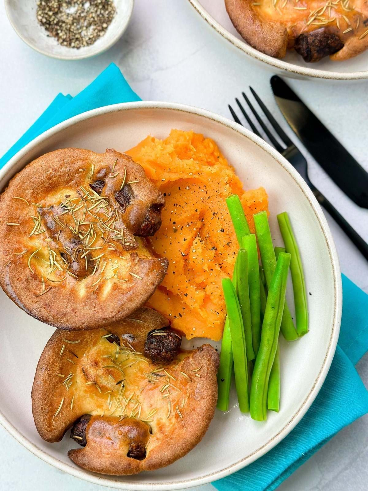 Mini toad-in-the-holes with mash