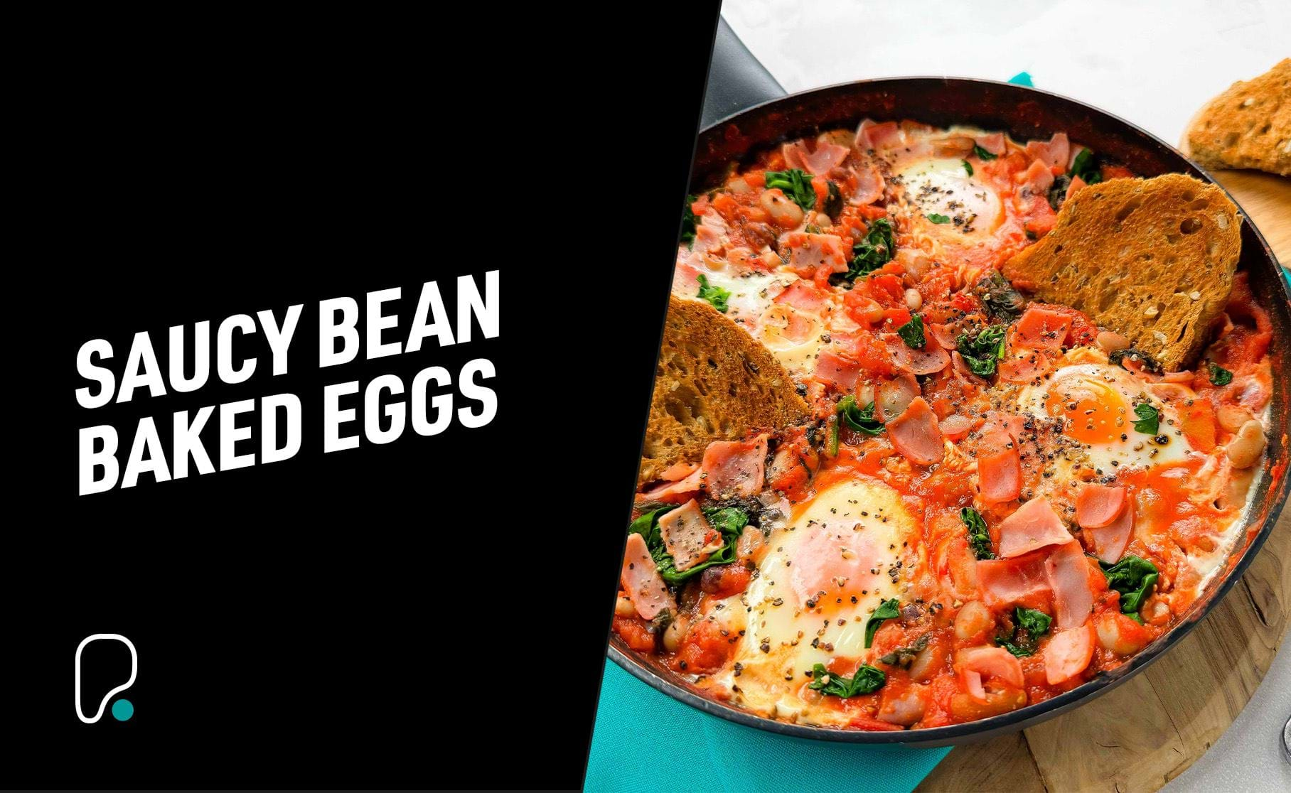 Saucy bean baked eggs in skillet