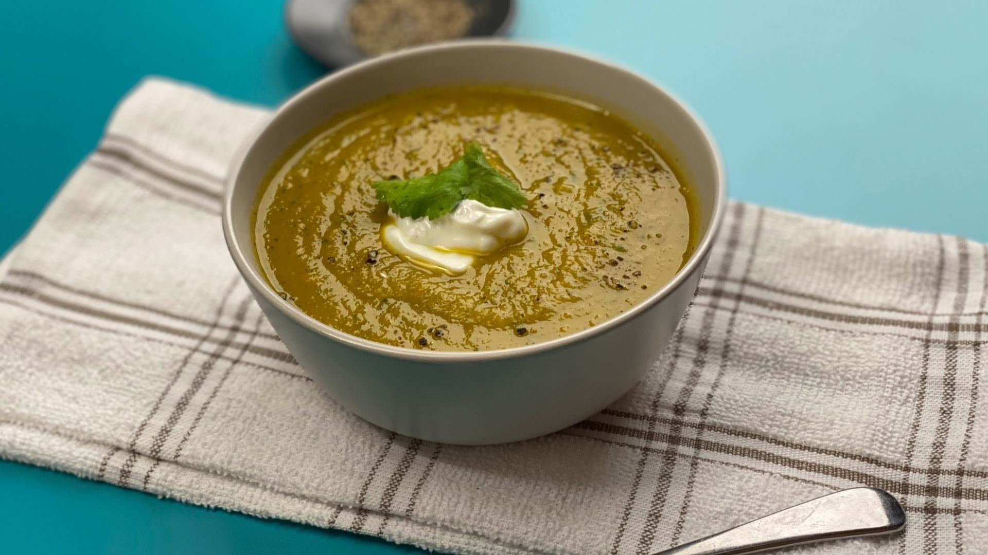 Bowl of creamy butternut squash soup