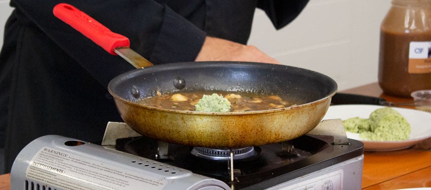 Compound butter melting in pan