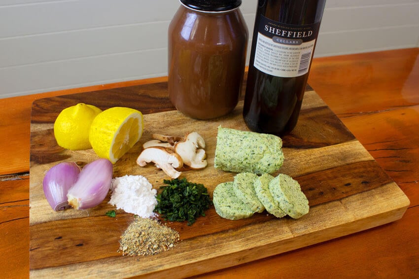 Raw ingredients for mushroom sauce