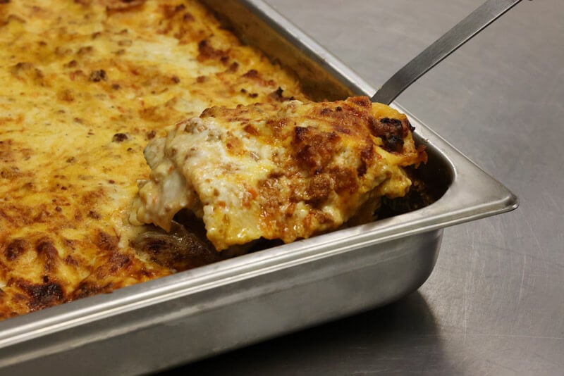 Baked meat and cheese lasagna