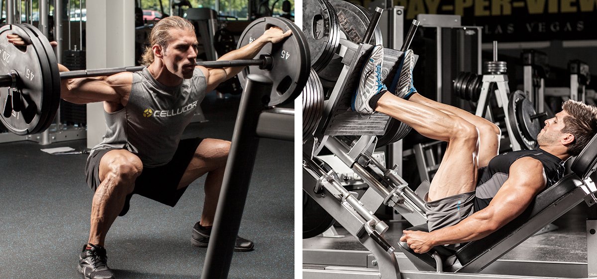 Man using leg press machine