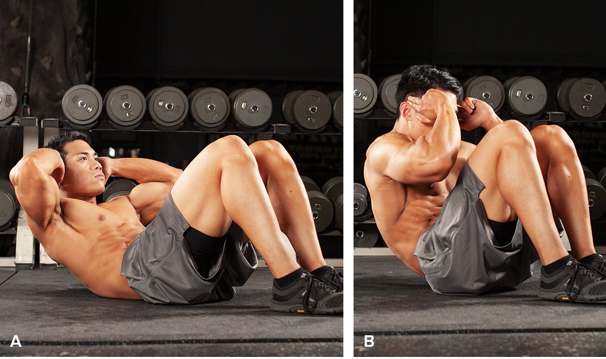 Man performing crunches on floor