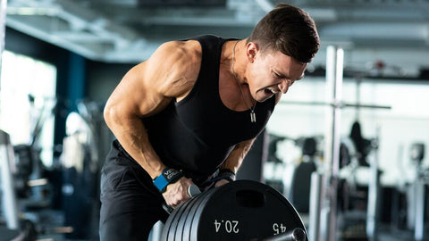 Man doing heavy back workout