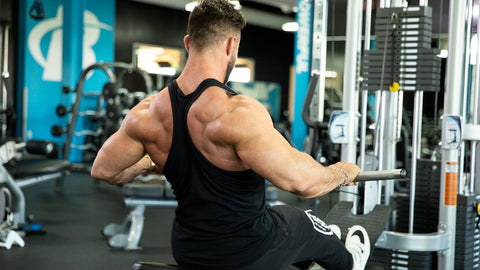 Man performing seated cable row