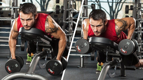 Chest-supported dumbbell row exercise