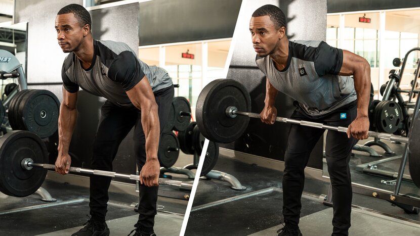 Man doing bent-over barbell row