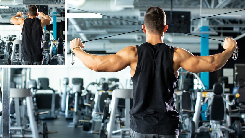 Man performing rear delt fly exercise