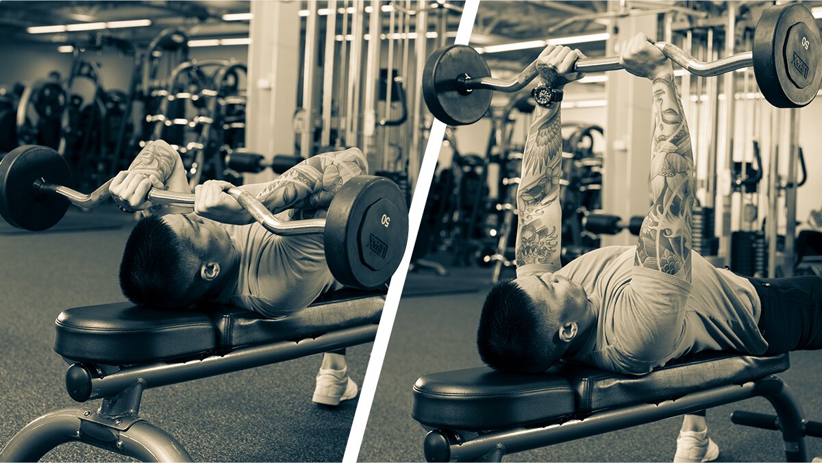 Man performing bicep curl exercise