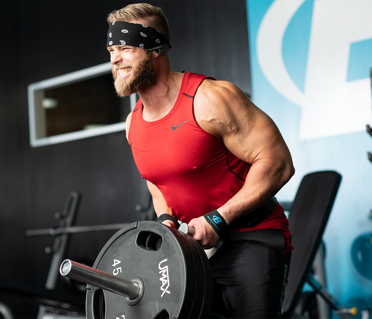 Man doing lat pulldown exercise