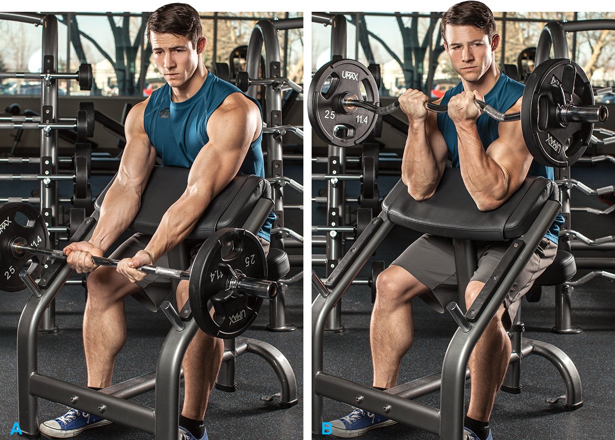 Man doing bicep curl with dumbbell