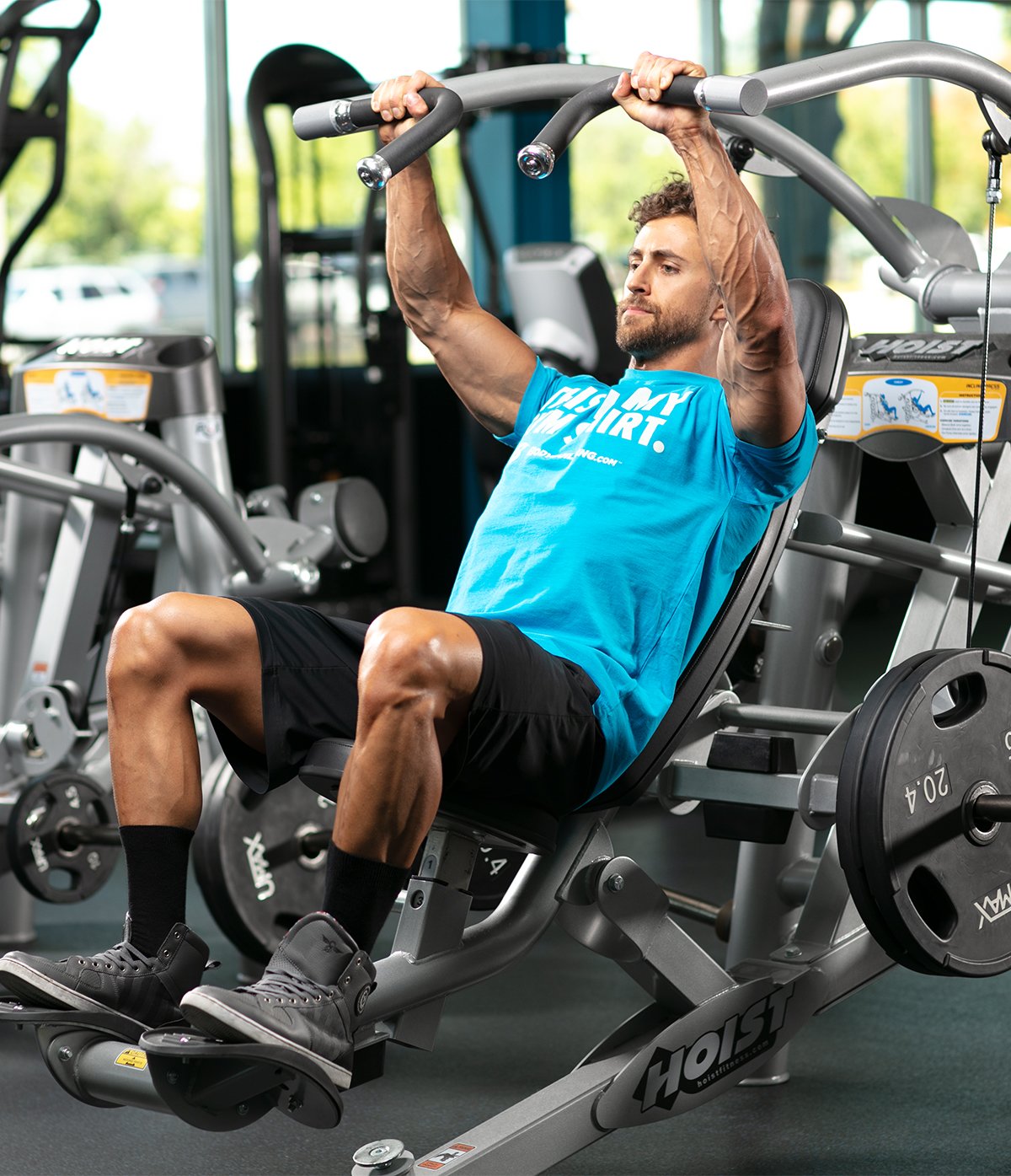 Man doing chest press exercise