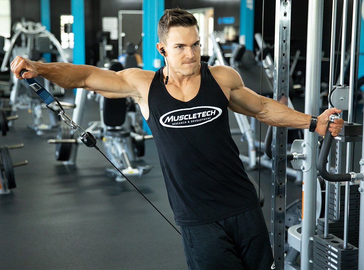 Man doing shoulder press exercise