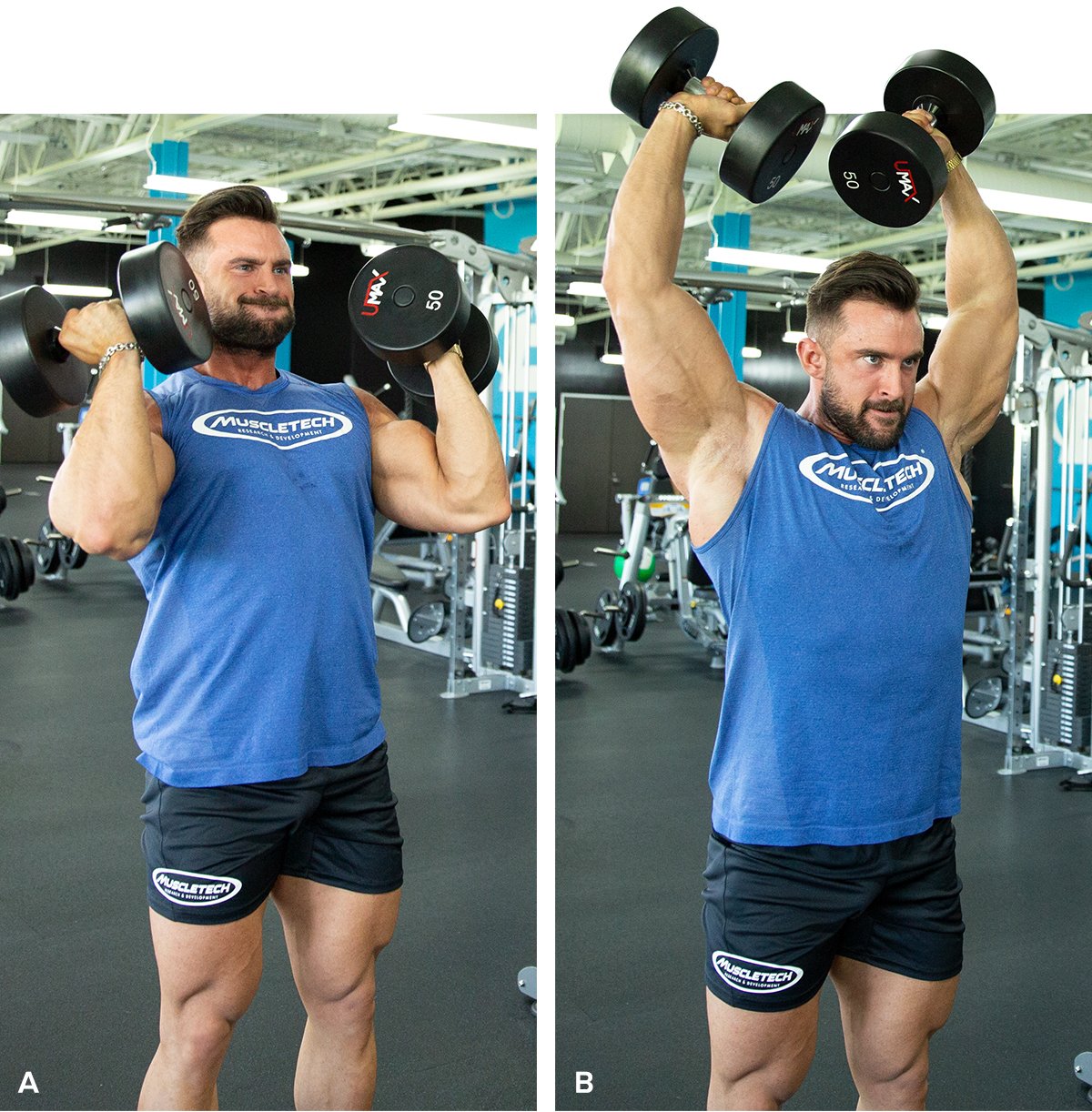 Man doing dumbbell shoulder workout