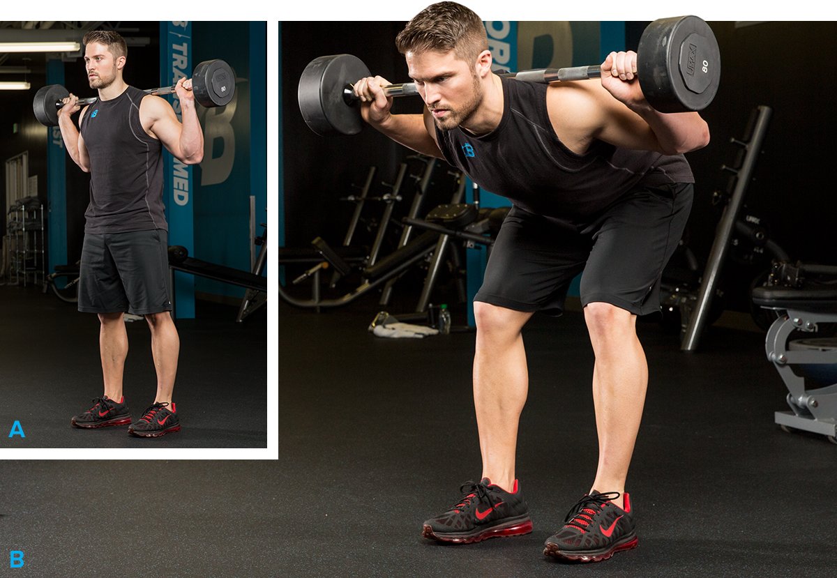 Man performing barbell rowing exercise