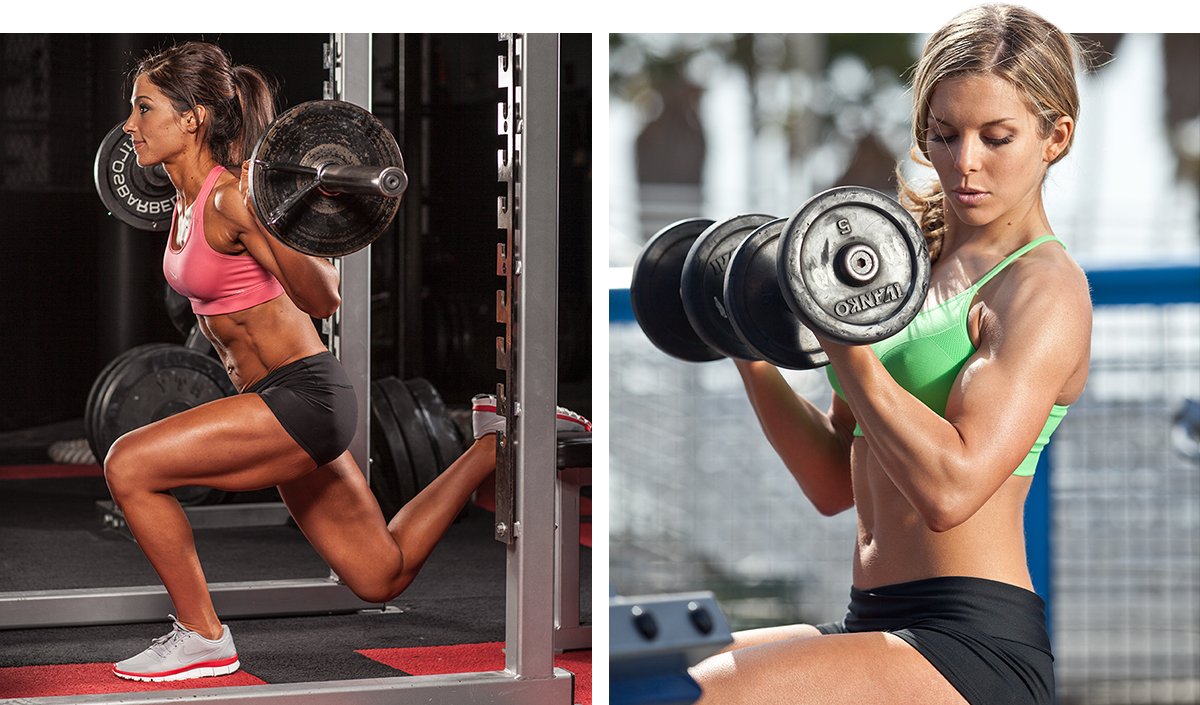 Female weightlifting at fitness center