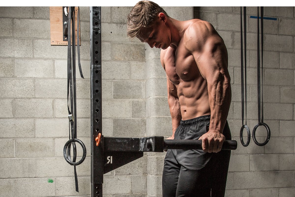 Man performing dips exercise