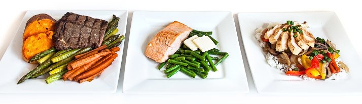 Steak with colorful vegetables on plate