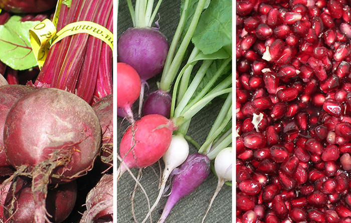 Red and purple root vegetables