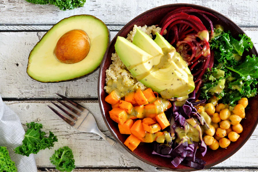 Fresh vegetables in wooden bowl