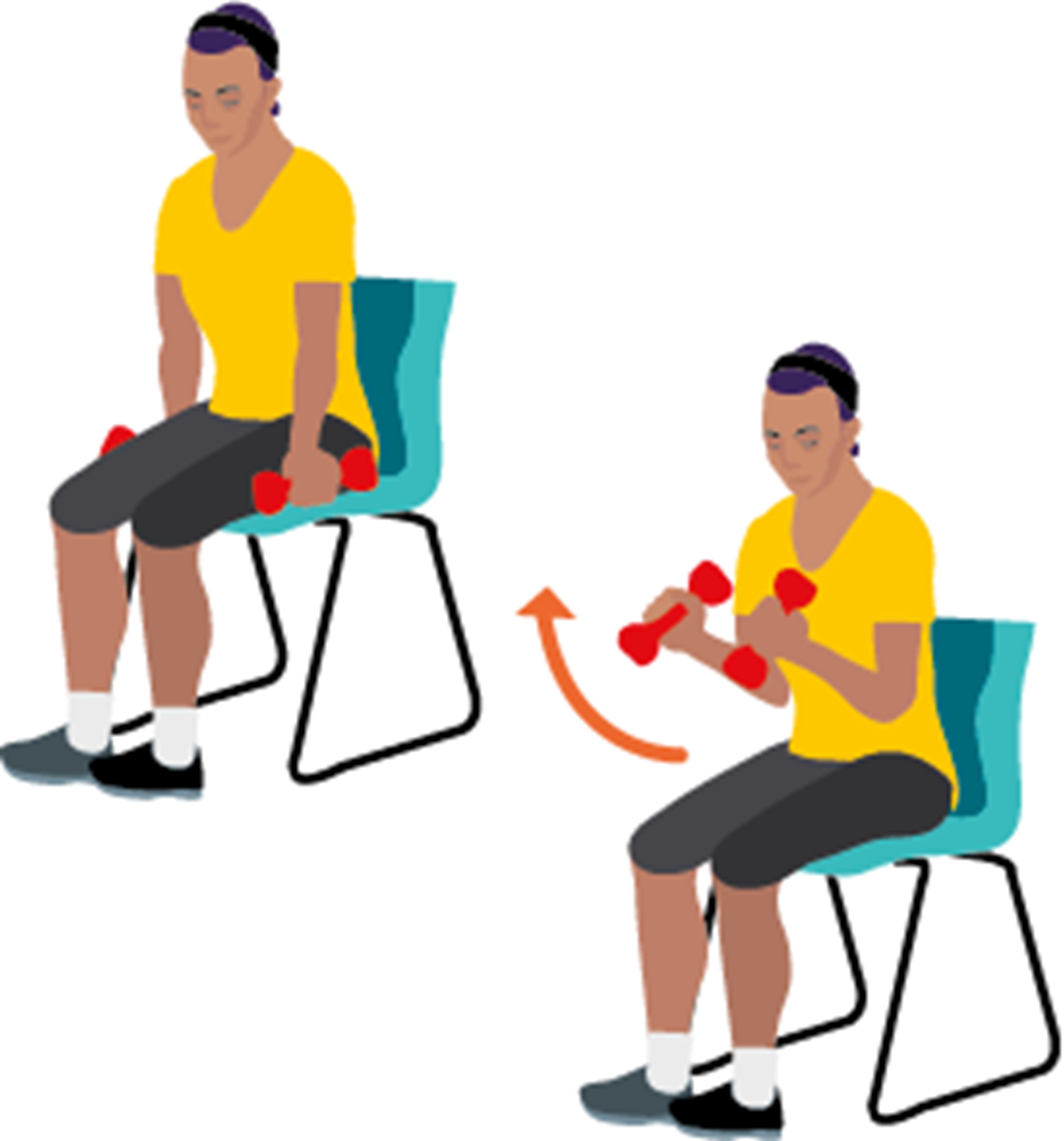 Woman doing seated bicep curls