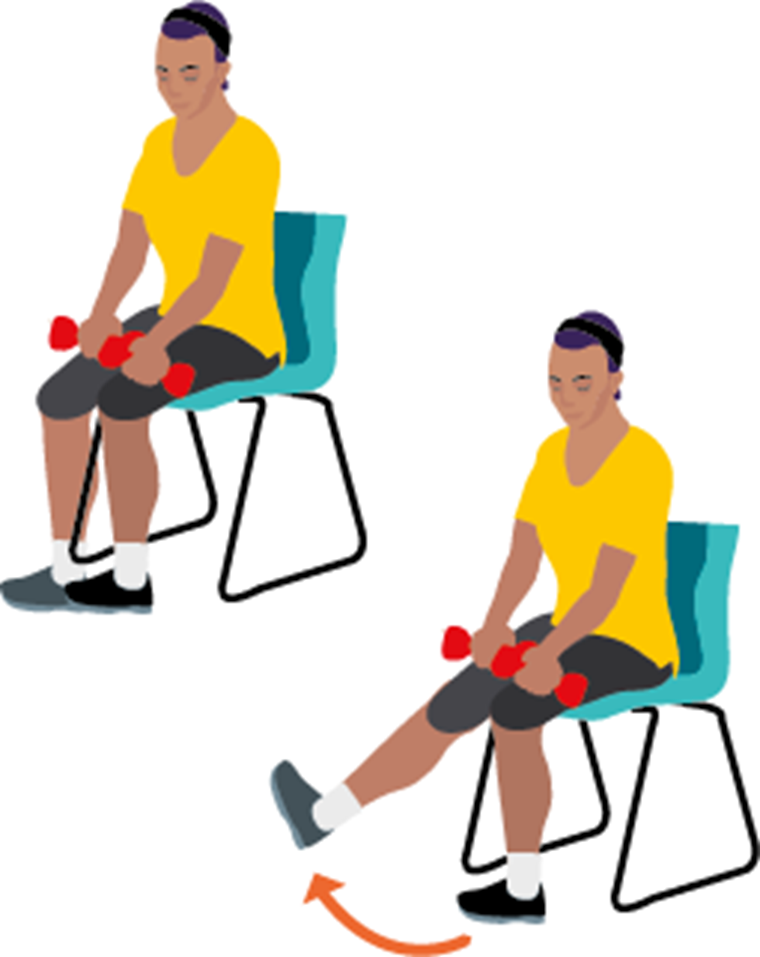 Two people doing seated leg extensions