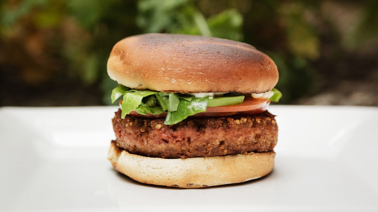 Beyond Meat burger close-up view