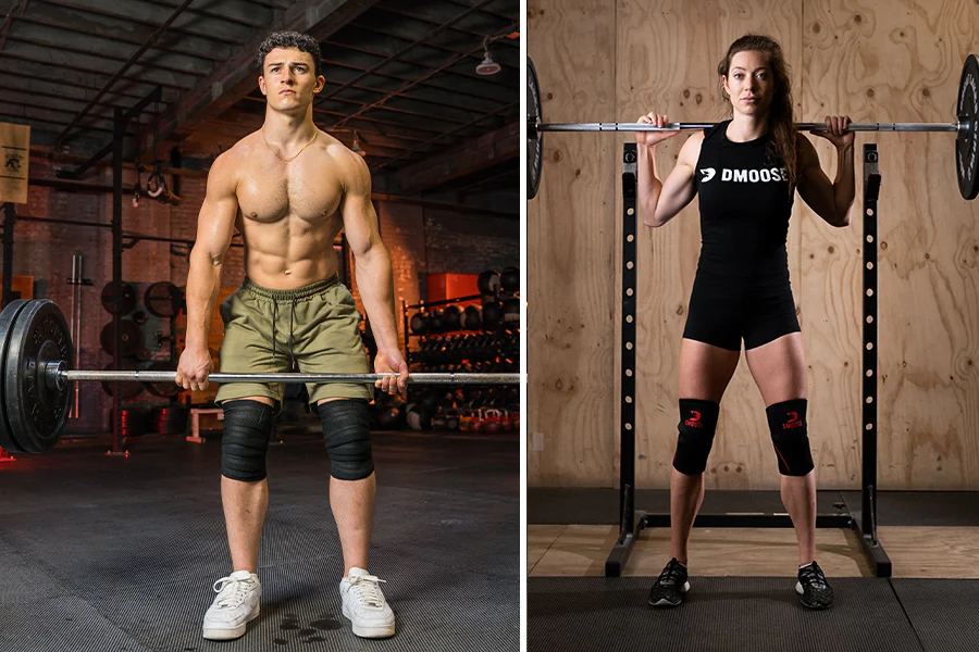 Two people lifting dumbbells