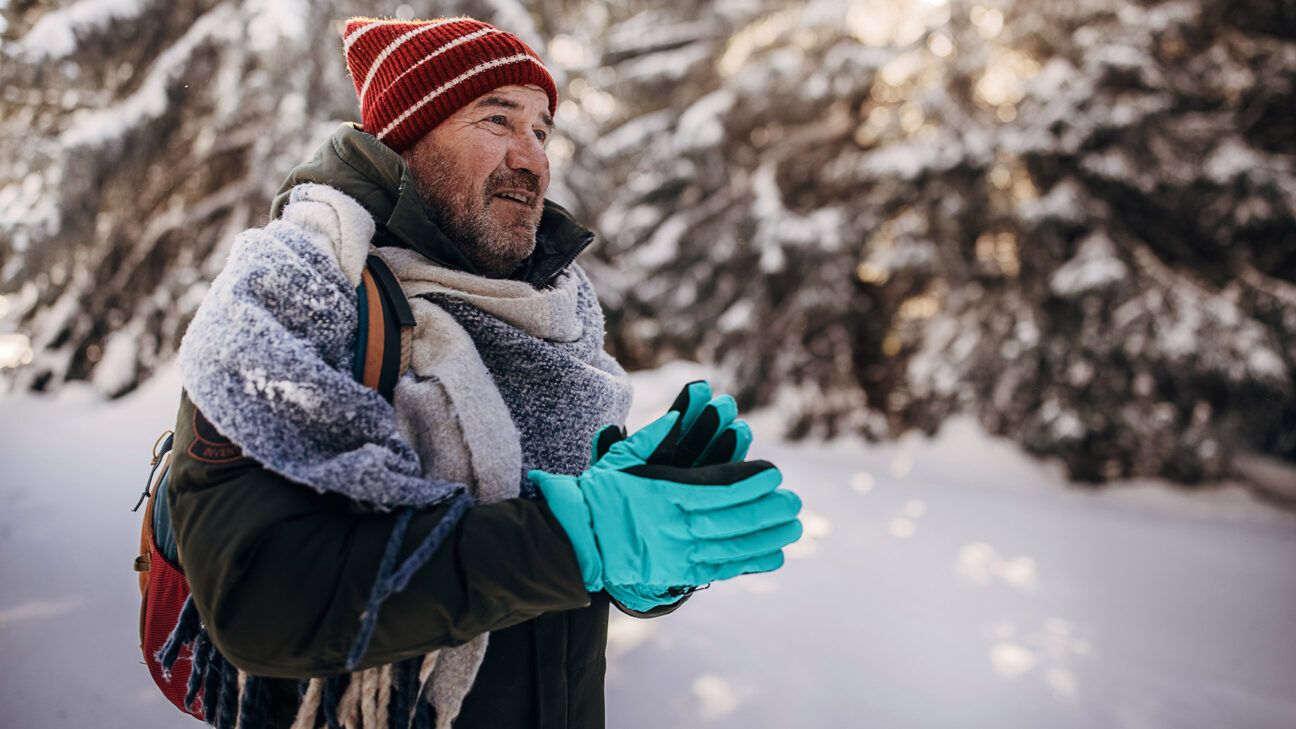 Man outside in winter coat