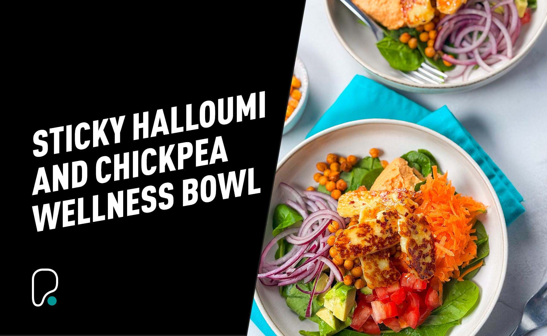 Sticky halloumi chickpea wellness bowl