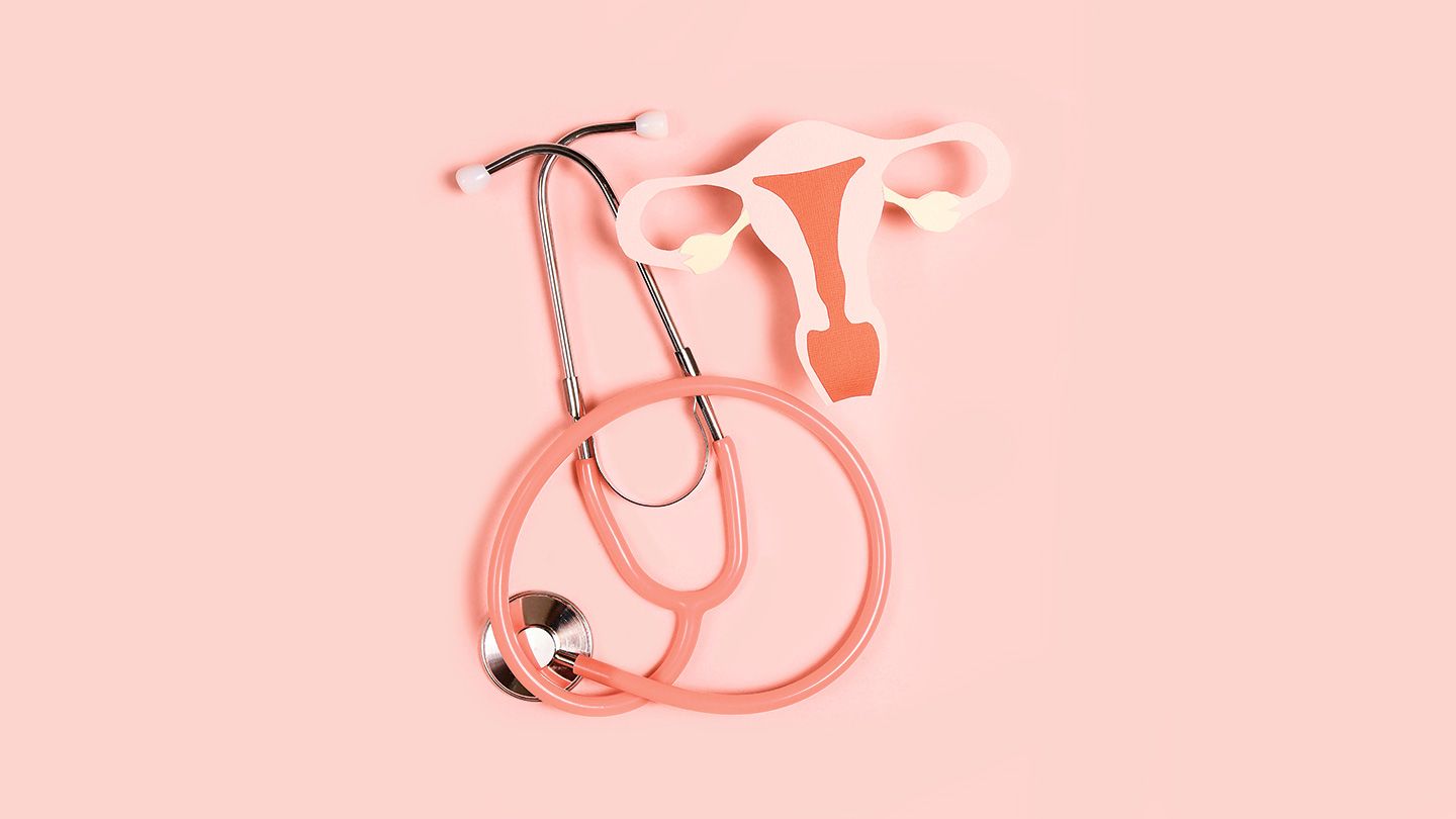 Medical stethoscope with uterus diagram