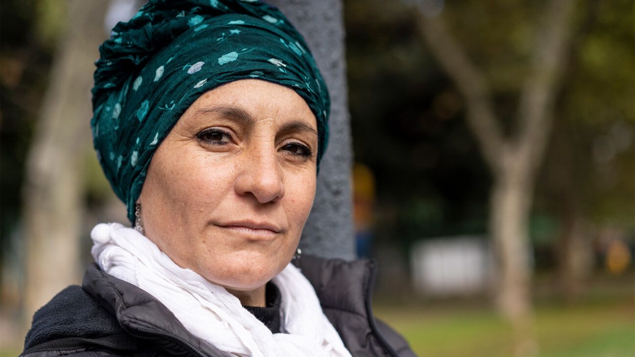 Woman with headscarf during cancer treatment