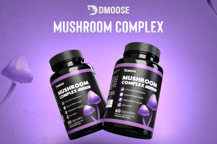 Assorted mushroom supplement bottles