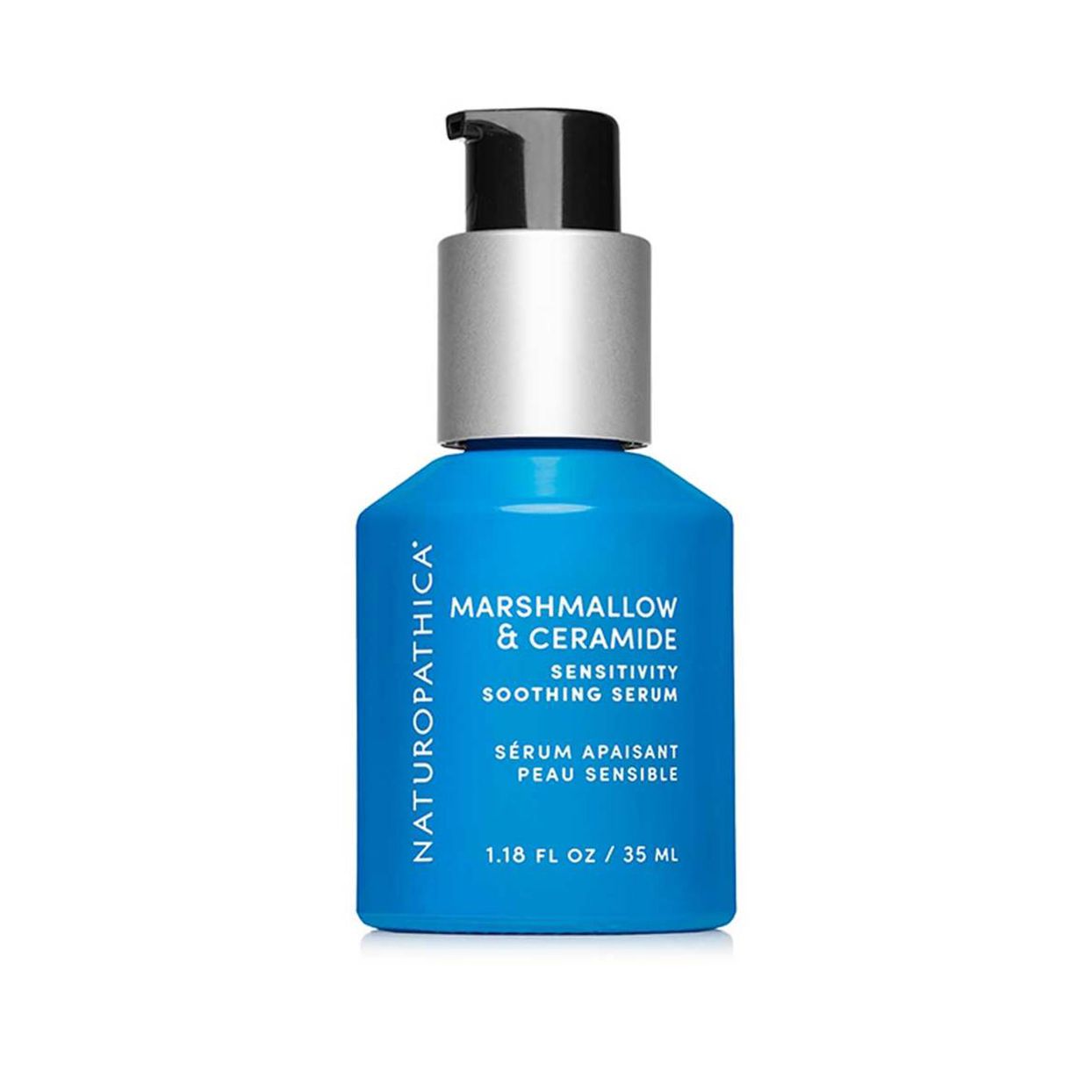 Blue glass bottle of sensitivity serum