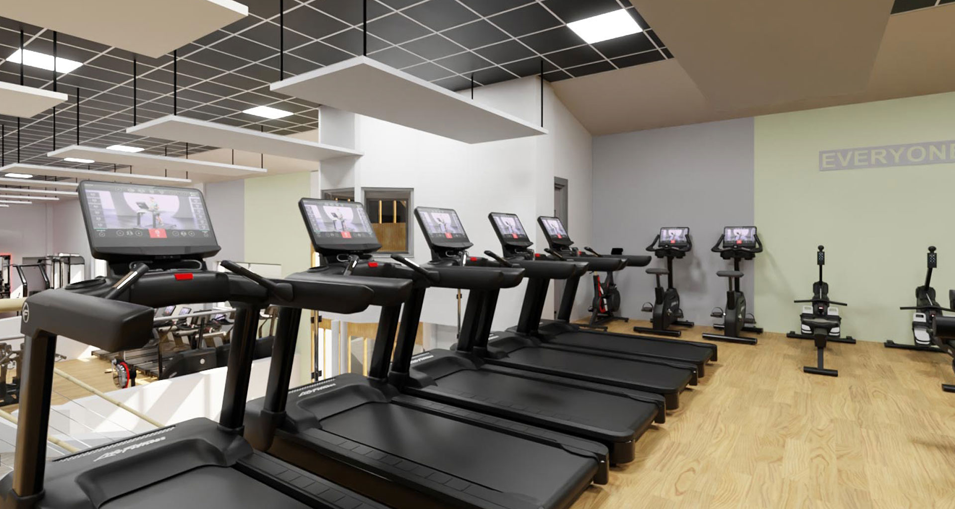 Modern gym with exercise equipment