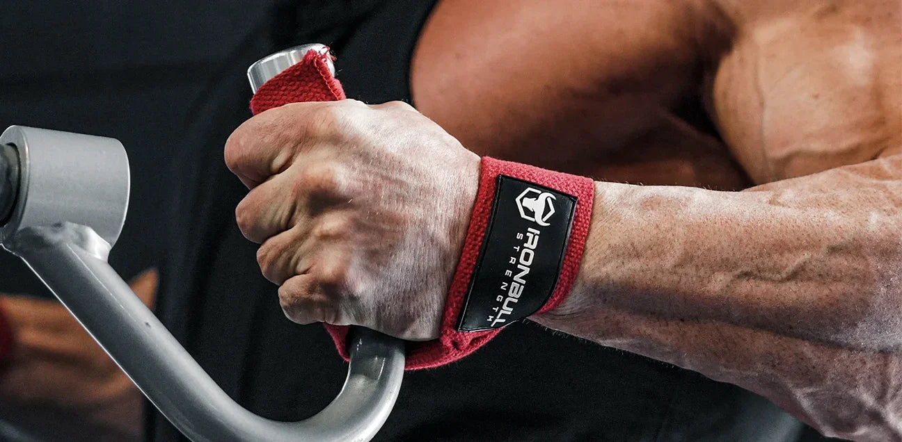 Hand gripping weightlifting strap