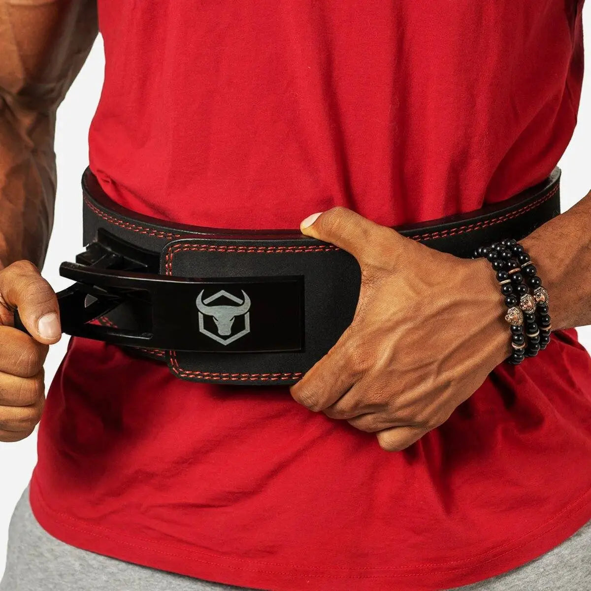 Man wearing weightlifting belt