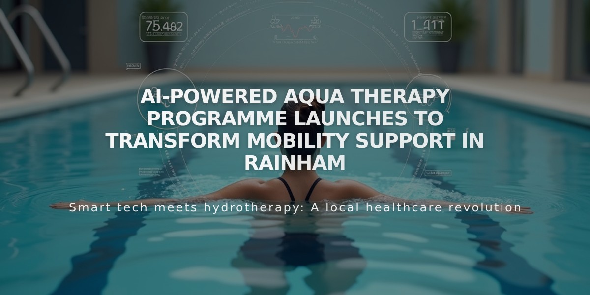 AI-Powered Aqua Therapy Programme Launches to Transform Mobility Support in Rainham