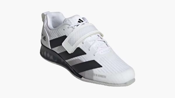 White Adidas Adipower III lifting shoe