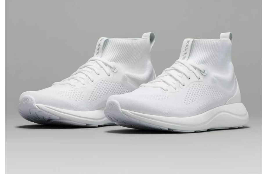 White Lululemon Chargefeel workout shoes