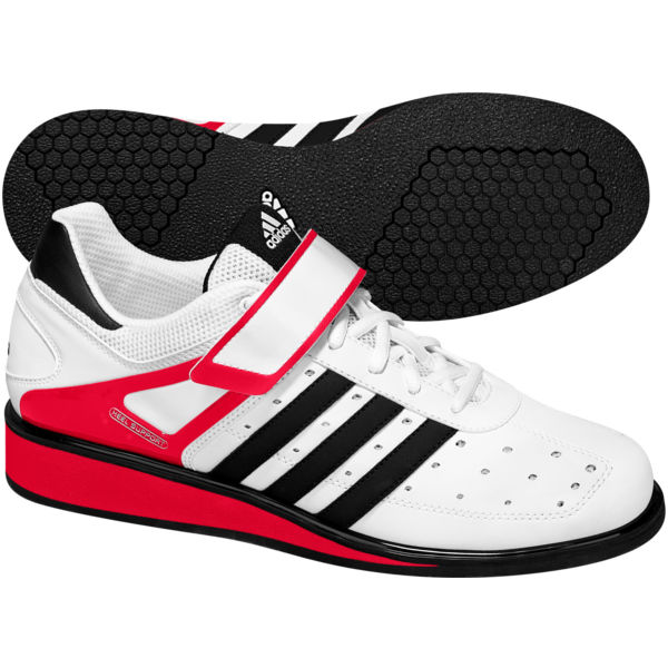 Adidas red weightlifting shoes side view