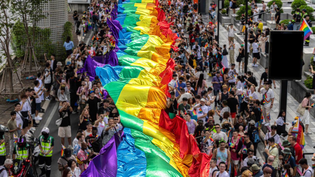 Pride flag at LGBTQ parade