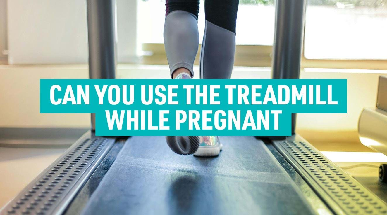 pregnant woman running on treadmill